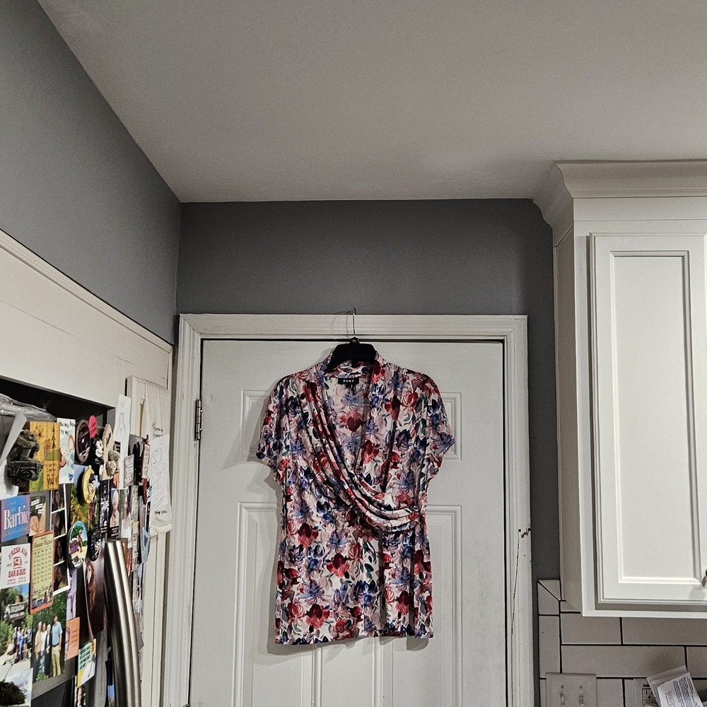 DKNY Multicolor Floral Wrap Blouse